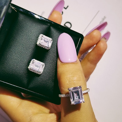 India török luxus divat rózsaszín kék ezüst színű ékszer szett esküvői nőknek Dubai gyűrűs fülbevaló parti ajándék ékszer Z8