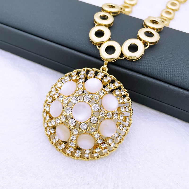 Ékszerkészlet női opál ékszer olasz 18K aranyozott nyaklánc készlet ensemble de bijoux de dubai