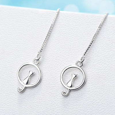 Geometrikus holdcsillag aszimmetrikus macska halcsont hosszú bojtos lánc lógó fülbevaló nőknek divatos esküvői ékszerek ajándékok