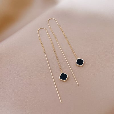 Geometrikus holdcsillag aszimmetrikus macska halcsont hosszú bojtos lánc lógó fülbevaló nőknek divatos esküvői ékszerek ajándékok