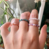 Inele cu margele din piatră de cristal natural, cuarț trandafir, piatră de lună, anxietate, inele spinner pentru femei, inele de mărgele vintage, cadou de bijuterii