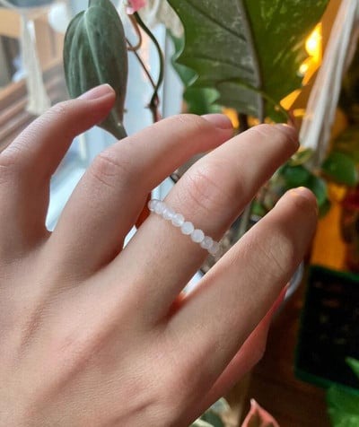Inele cu margele din piatră de cristal natural, cuarț trandafir, piatră de lună, anxietate, inele spinner pentru femei, inele de mărgele vintage, cadou de bijuterii