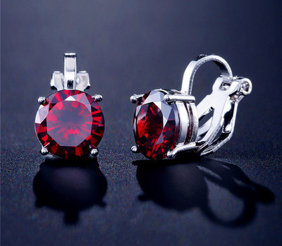 SIPENGJEL Fényes 7 mm-es cirkon fülbevaló fülbevaló kerek kristály hamis piercing kapcsos fülbevaló női esküvői ékszer