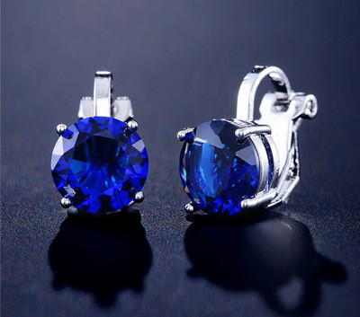 SIPENGJEL Fényes 7 mm-es cirkon fülbevaló fülbevaló kerek kristály hamis piercing kapcsos fülbevaló női esküvői ékszer