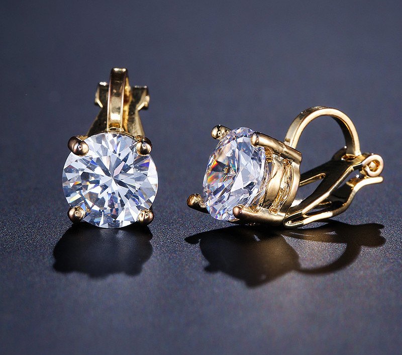 SIPENGJEL Fényes 7 mm-es cirkon fülbevaló fülbevaló kerek kristály hamis piercing kapcsos fülbevaló női esküvői ékszer