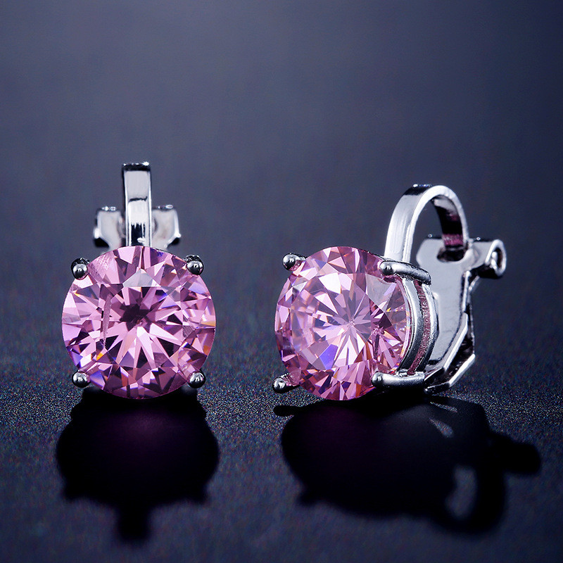 SIPENGJEL Fényes 7 mm-es cirkon fülbevaló fülbevaló kerek kristály hamis piercing kapcsos fülbevaló női esküvői ékszer