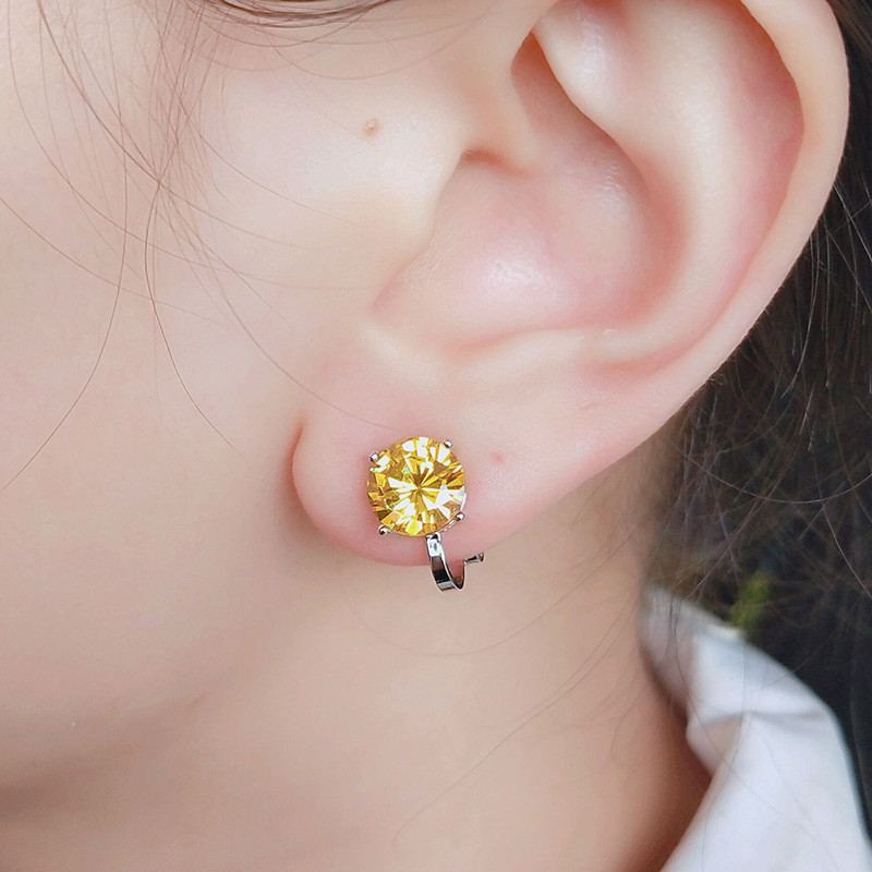 SIPENGJEL Fényes 7 mm-es cirkon fülbevaló fülbevaló kerek kristály hamis piercing kapcsos fülbevaló női esküvői ékszer