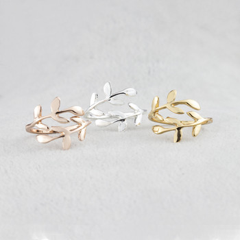 Модни дамски пръстени с отворени листа Момичета Многоцветен регулируем размер Ботанически дамски пръстени за кокалчета Годежни бижута за сватбено парти