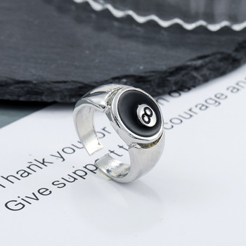 Пънк стил билярдни номера черни 8 отварящи се регулируеми пръстени Пръстени от метална сплав Модни хип-хоп рок бижута за жени и мъже