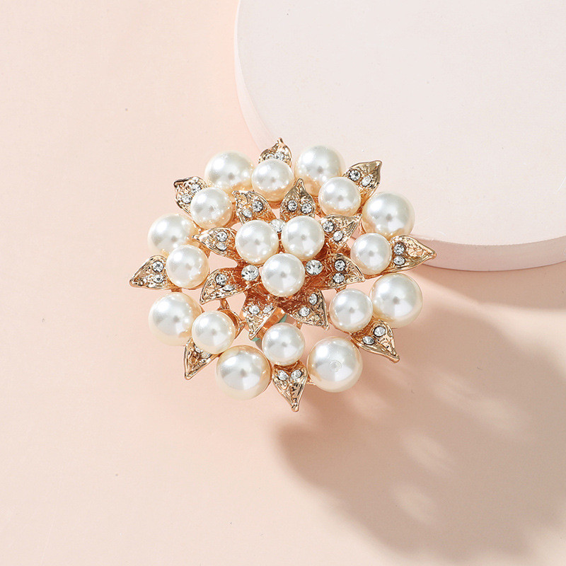 Elegant Alb Perla Cristal Floare Femei Inel Bijuterii Accesorii Lux Mare Floare Coreeană Zircon Inel de logodnă Cadou de petrecere