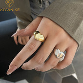 XIYANIKE culoare argintie tendință creativă nouă dragoste inel de aur în formă de inimă ușoară textura metalică de lux fete bijuterii cuplu