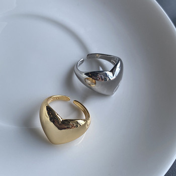 XIYANIKE Ασημί Χρώμα Τάση Δημιουργικό Νέο Love Heart Shaped Gold Ring Light Πολυτελής μεταλλική υφή κοσμήματα για κορίτσια ζευγάρι