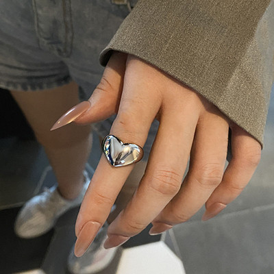 XIYANIKE culoare argintie tendință creativă nouă dragoste inel de aur în formă de inimă ușoară textura metalică de lux fete bijuterii cuplu