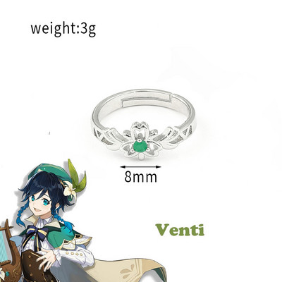 Genshin Impact Cosplay gyűrű Zhongli Tartaglia Xiao Venti Albedo állítható ujjgyűrűk nőknek férfi ékszerek