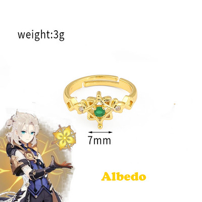Genshin Impact Cosplay gyűrű Zhongli Tartaglia Xiao Venti Albedo állítható ujjgyűrűk nőknek férfi ékszerek
