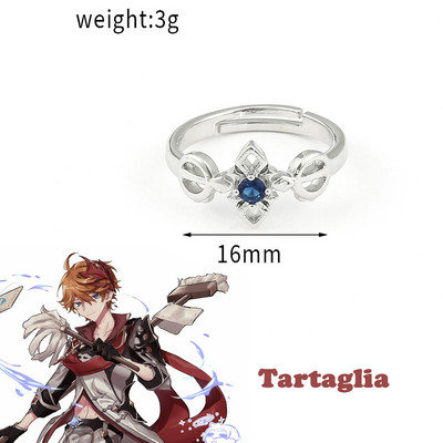 Genshin Impact Cosplay gyűrű Zhongli Tartaglia Xiao Venti Albedo állítható ujjgyűrűk nőknek férfi ékszerek