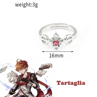 Genshin Impact Cosplay gyűrű Zhongli Tartaglia Xiao Venti Albedo állítható ujjgyűrűk nőknek férfi ékszerek