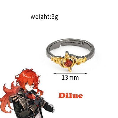 Genshin Impact Cosplay gyűrű Zhongli Tartaglia Xiao Venti Albedo állítható ujjgyűrűk nőknek férfi ékszerek