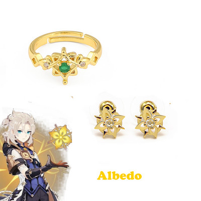 Genshin Impact Cosplay gyűrű Zhongli Tartaglia Xiao Venti Albedo állítható ujjgyűrűk nőknek férfi ékszerek