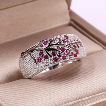Луксозни сребърни камъни от клонки от сливов цвят, кубичен цирконий, дамски пръстени, модни бижута, сватбени пръстени за жени, бижута