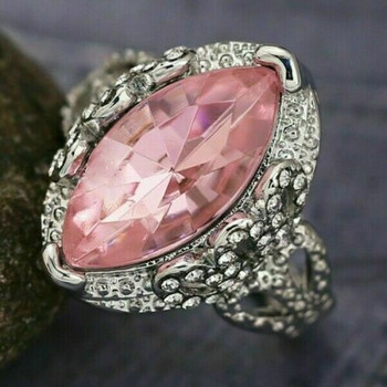 Fashion Big Pink Stone Ring Charm Γυναικεία κοσμήματα CZ Wedding s Promise Engagement Γυναικεία αξεσουάρ Δώρα Z4K146