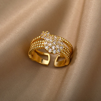 Ζιργκόν Κύκλος Ανοιχτοί Γυναικείες Κρυστάλλινες Ανοξείδωτες Γούρι Δαχτυλίδι Ρυθμιζόμενο Δαχτυλίδι Γαμήλιο Χριστουγεννιάτικο Κοσμήματα Δώρο Femme