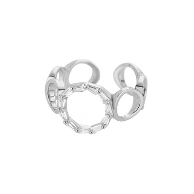 Inele deschise cu cerc cu zircon pentru femei, cu cristal, din oțel inoxidabil, cu degete, inel reglabil, nuntă, bijuterii de Crăciun, cadou pentru femei