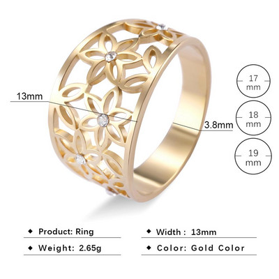 Teamer Elegant Flower Zircon Finger Ring Δαχτυλίδι από ανοξείδωτο ατσάλι Μαύρα casual δαχτυλίδια αρραβώνων Κοσμήματα 2023 Δώρα για την Ημέρα του Αγίου Βαλεντίνου