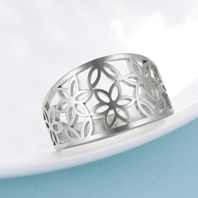 Teamer Elegant Flower Zircon Finger Ring Δαχτυλίδι από ανοξείδωτο ατσάλι Μαύρα casual δαχτυλίδια αρραβώνων Κοσμήματα 2023 Δώρα για την Ημέρα του Αγίου Βαλεντίνου