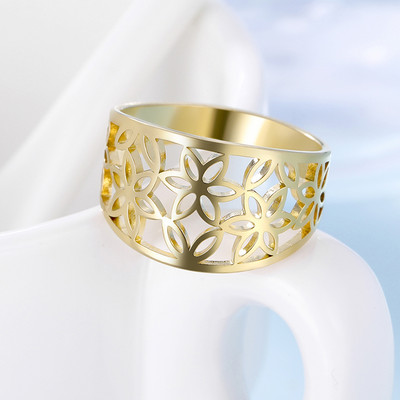 Teamer Elegant Flower Zircon Finger Ring Δαχτυλίδι από ανοξείδωτο ατσάλι Μαύρα casual δαχτυλίδια αρραβώνων Κοσμήματα 2023 Δώρα για την Ημέρα του Αγίου Βαλεντίνου