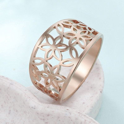 Teamer Elegant Flower Zircon Finger Ring Δαχτυλίδι από ανοξείδωτο ατσάλι Μαύρα casual δαχτυλίδια αρραβώνων Κοσμήματα 2023 Δώρα για την Ημέρα του Αγίου Βαλεντίνου