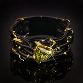 Inel de damă cu design unic cu personalitate exagerată, aur negru, triunghi de tungsten, verde zircon, inel de nuntă cu cristale.
