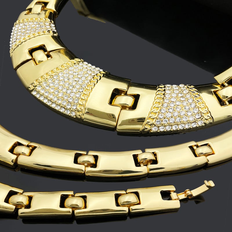 Seturi de bijuterii pentru femei Fashion Dubai Set de colier bijuterii cu strasuri Cadou pentru petrecere de nunta