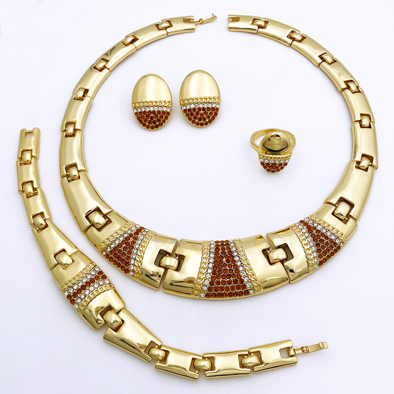 Seturi de bijuterii pentru femei Fashion Dubai Set de colier bijuterii cu strasuri Cadou pentru petrecere de nunta