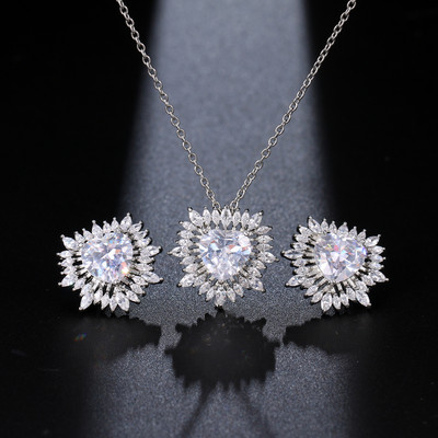 Colier de cercei minimalisti, set de 2 bucăți, zirconiu, culoare argintie, AMC, petrecere de nuntă, bijuterii simple, accesorii, cadouri pentru femei