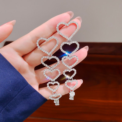 Cercei cu inimă scobiți, strălucitori, de epocă, pentru femei, farmec de cristal metalic, cool, eleganti, Harajuku, Y2K, bijuterii