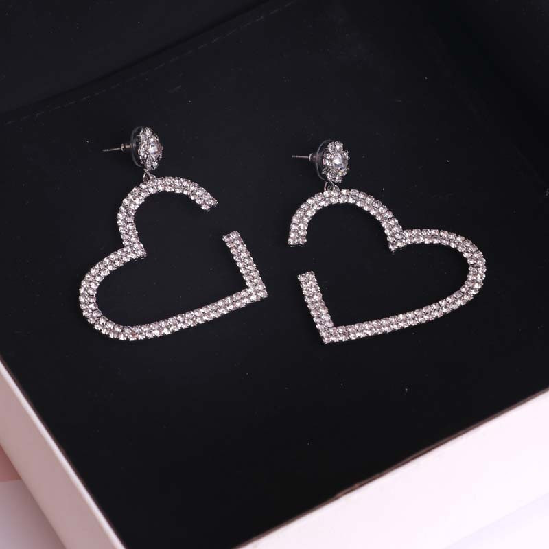 Cercei cu inimă scobiți, strălucitori, de epocă, pentru femei, farmec de cristal metalic, cool, eleganti, Harajuku, Y2K, bijuterii