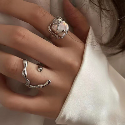 Set de inele cu val de inimă cu fluture roz Boho pentru femei Inele de degete cu strasuri din metal de epocă de culoare aurie 8 buc/set Bijuterii de petrecere Cadouri
