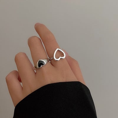 Set de inele cu val de inimă cu fluture roz Boho pentru femei Inele de degete cu strasuri din metal de epocă de culoare aurie 8 buc/set Bijuterii de petrecere Cadouri