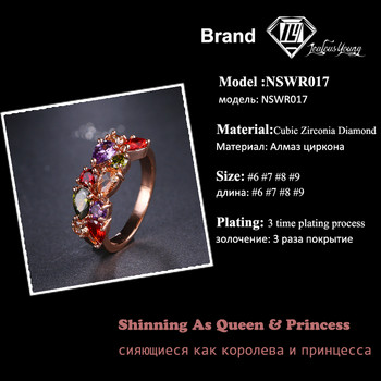 Класически многоцветен годежен пръстен с кубичен циркон с водна капка цвят розово злато Mona Lise Bague Женски бижута AR017