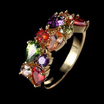Класически многоцветен годежен пръстен с кубичен циркон с водна капка цвят розово злато Mona Lise Bague Женски бижута AR017