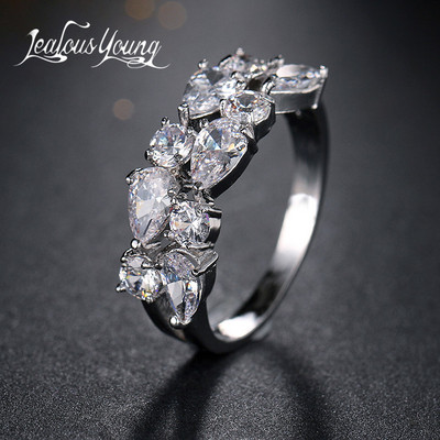 Inel de logodnă clasic multicolor cu picătură de apă cu zirconiu cubic de culoare aur roz Mona Lise Bague bijuterii pentru femeie AR017
