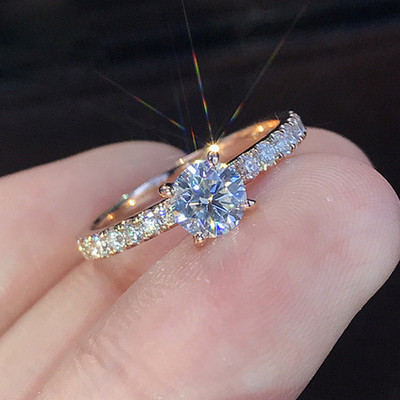 Inel de logodnă clasic multicolor cu picătură de apă cu zirconiu cubic de culoare aur roz Mona Lise Bague bijuterii pentru femeie AR017