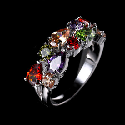 Inel de logodnă clasic multicolor cu picătură de apă cu zirconiu cubic de culoare aur roz Mona Lise Bague bijuterii pentru femeie AR017