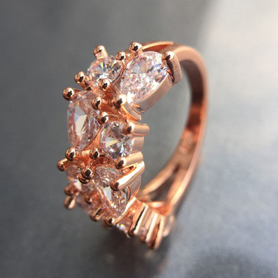 Inel de logodnă clasic multicolor cu picătură de apă cu zirconiu cubic de culoare aur roz Mona Lise Bague bijuterii pentru femeie AR017