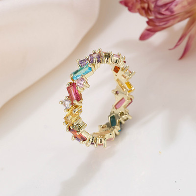 Inel de logodnă clasic multicolor cu picătură de apă cu zirconiu cubic de culoare aur roz Mona Lise Bague bijuterii pentru femeie AR017