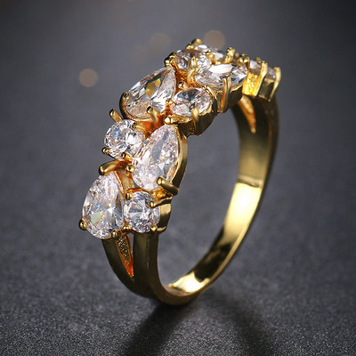 Inel de logodnă clasic multicolor cu picătură de apă cu zirconiu cubic de culoare aur roz Mona Lise Bague bijuterii pentru femeie AR017