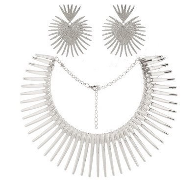 Liffly perdėtas afrikietiškų karolių papuošalų rinkinys aukso spalvos metalas didelis kaklo papuošalas auskarų rinkinys papuošalai steampunk vakarėlio dizainas