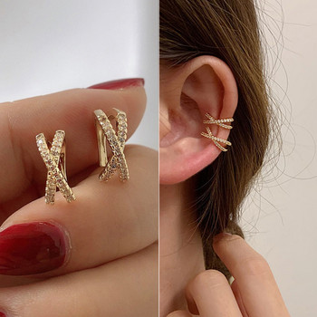 Ear Cuff No Piercing Ear Clip Σκουλαρίκια για γυναίκες Κορίτσια φύλλα Zirconia Earcuff Ear Wrap Κοσμήματα Δώρο