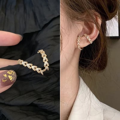 Manșetă pentru ureche, Cercei cu clemă pentru ureche, fără piercing, pentru femei, fete, cu frunze din zirconiu, înveliș pentru ureche, bijuterii cadou